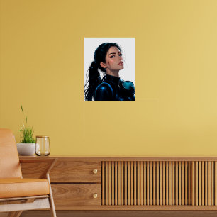 Futuristische duikmeisje digitale kunst. poster