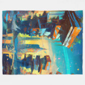 Futuristische dystopische stad, door AI gegenereer Fleece Deken (Voorkant (Horizontaal))