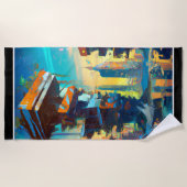 Futuristische dystopische stad, door AI gegenereer Strandlaken (Voorkant)