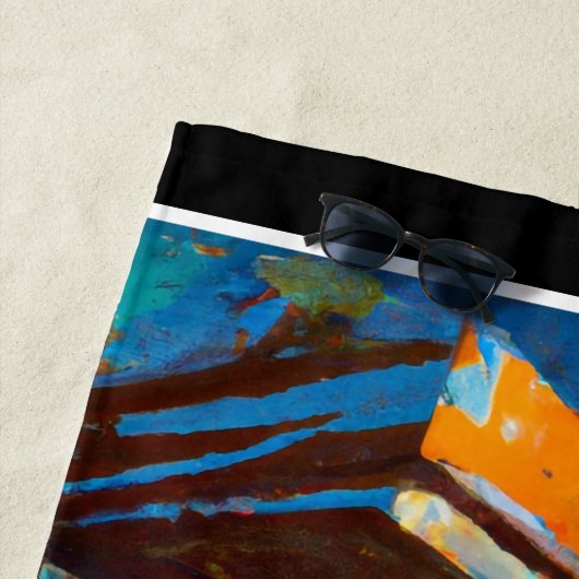 Futuristische dystopische stad, door AI gegenereer Strandlaken (In situ)