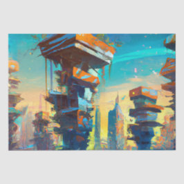 Futuristische dystopische stad, door AI gegenereer Tissuepapier