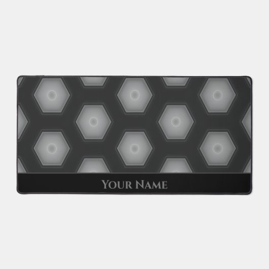 Futuristische elegante zwart grijze zeshoekige vor bureaumat (Voorkant)