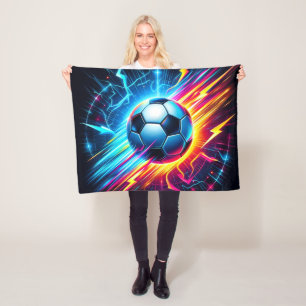 Futuristische Elektrische Voetbal Bliksem Fleece Deken