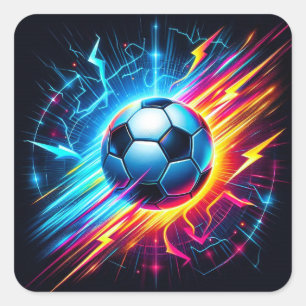 Futuristische Elektrische Voetbal Bliksem Vierkante Sticker