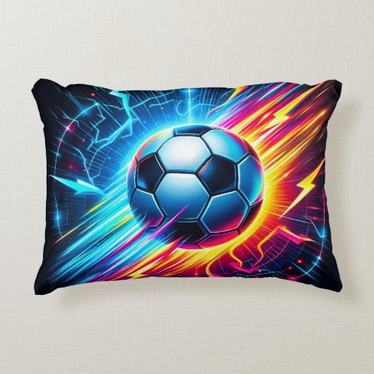 Futuristische Elektrische Voetbal Lightning Accent Kussen (Voorkant)