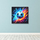 Futuristische Elektrische Voetbal Lightning Canvas Afdruk (Insitu (Houten vloer))