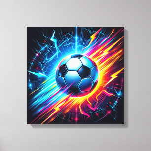 Futuristische Elektrische Voetbal Lightning Canvas Afdruk