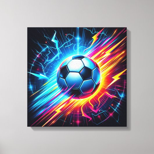 Futuristische Elektrische Voetbal Lightning Canvas Afdruk (Voorkant)
