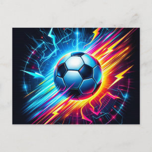 Futuristische Elektrische Voetbal Lightning Feestdagenkaart