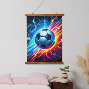 Futuristische Elektrische Voetbal Lightning Hangend Wandkleed