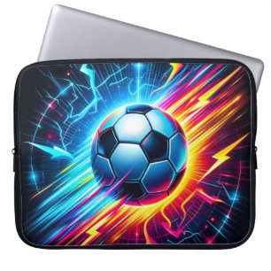 Futuristische Elektrische Voetbal Lightning Laptop Sleeve