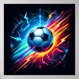 Futuristische Elektrische Voetbal Lightning Poster