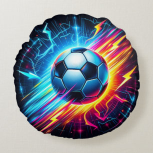 Futuristische Elektrische Voetbal Lightning Rond Kussen