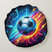 Futuristische Elektrische Voetbal Lightning Rond Kussen (Achterkant)