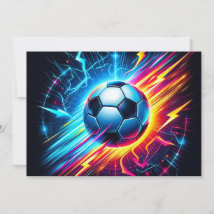 Futuristische Elektrische Voetbal Voetbal Lightnin Feestdagenkaart