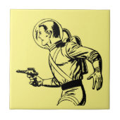 Futuristische en nostalgische Retro Sci-Fi Ray Pis Tegeltje (Voorkant)