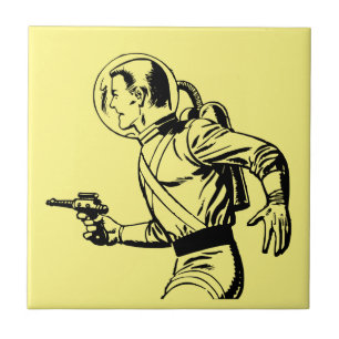 Futuristische en nostalgische Retro Sci-Fi Ray Pis Tegeltje