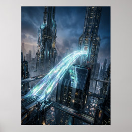 Futuristische Energiebrug Stadskunst Poster