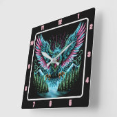 Futuristische Falcon Neon Illusie-effecten Vierkante Klok (Hoek)
