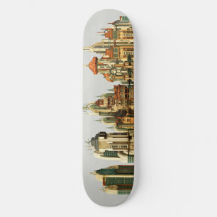Futuristische Fantasie Stad Sci-Fi Silhouet Kunst Persoonlijk Skateboard
