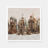 Futuristische Fantasie Stad Sci-Fi Silhouet Kunst