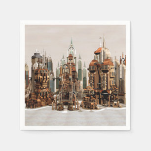Futuristische Fantasie Stad Sci-Fi Silhouet Kunst Servet