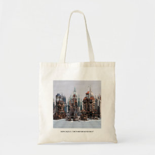 Futuristische Fantasie Stad Sci-Fi Silhouette Kuns Tote Bag
