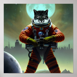 Futuristische Fantasy Cat Soldier Digital Art-Post Poster