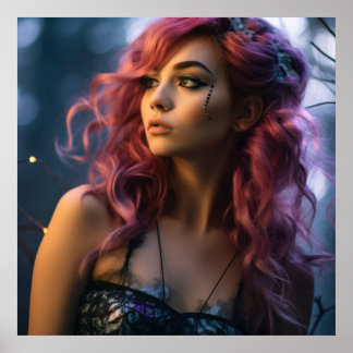 Futuristische Fantasy Fairy Meisje Poster