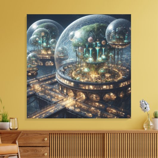 Futuristische Fantasy Plant Bio Domes Canvas Afdruk (Insitu (Woonkamer))