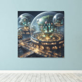 Futuristische Fantasy Plant Bio Domes Canvas Afdruk (Insitu (Houten vloer))