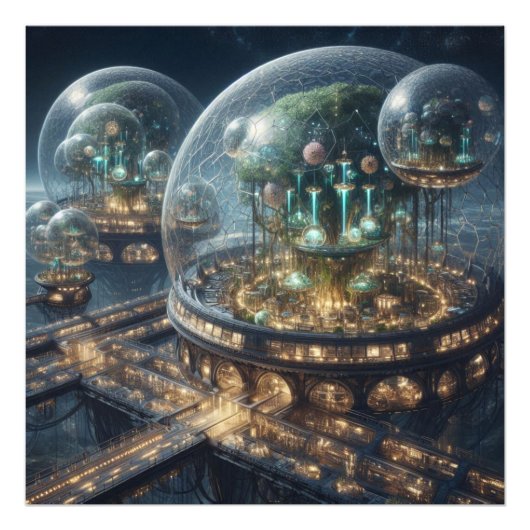 Futuristische Fantasy Plant Bio Domes Foto Afdruk (Voorkant)