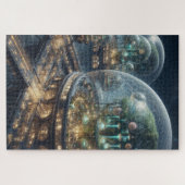 Futuristische Fantasy Plant Bio Domes Legpuzzel (Horizontaal)