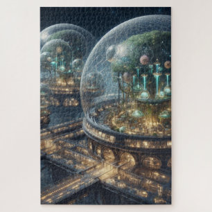 Futuristische Fantasy Plant Bio Domes Legpuzzel