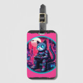 Futuristische Feline Tech Bagagelabel (Voorkant (verticaal))