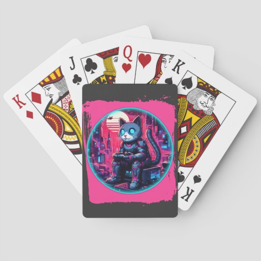 Futuristische Feline Tech Pokerkaarten (Achterkant)