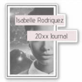 Futuristische femme gepersonaliseerde tijdschriftb sticker (Voorkant)