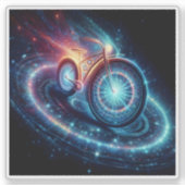 Futuristische fiets in de kosmische ruimte sticker (Voorkant)