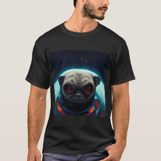Futuristische Galactische Serieuze Ruimte Pug Hond T-shirt