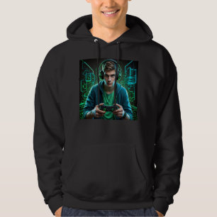 Futuristische Gamer Graphic Mannen’s Hoodie – Neon