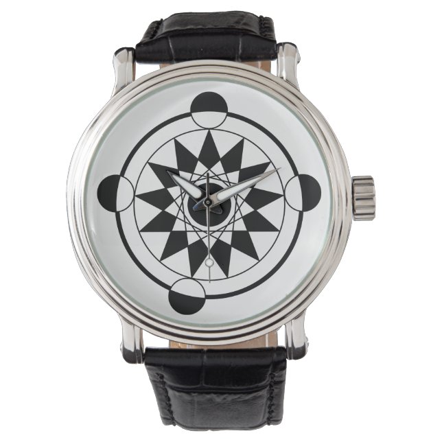 Futuristische geometrische graancirkel Mandala Horloge (Voorkant)