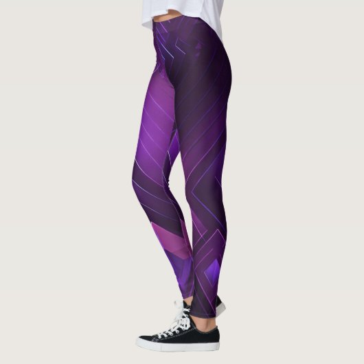 Futuristische Geometrische Legging in Paarse & Zwa (Links)