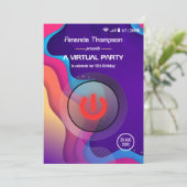 Futuristische geometrische virtuele geboortedag kaart (Staand voorkant)