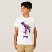 Futuristische Glitch T-Rex Dinosaurus met Kinder n