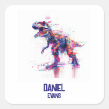 Futuristische Glitch T-Rex Dinosaurus met Kinder n