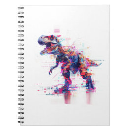 Futuristische Glitch T-Rex Dinosaurus Notitieboek