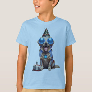 Futuristische Golden Retriever Verjaardag Jongens T-shirt
