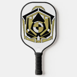 Futuristische Goud Zwarte Geometrische Cybernetisc Pickleball Paddle