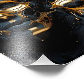 Futuristische gouden en zwarte Abstracte gezichtsk Foto Afdruk (Hoek)