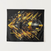 Futuristische gouden pantser – Abstracte digitale Wandkleed (Voorkant (horizontaal))